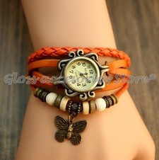 RELOJ VINTAGE MARIPOSA  NARANJA
