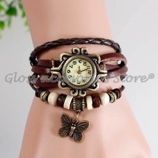 RELOJ VINTAGE MARIPOSA  MARRON